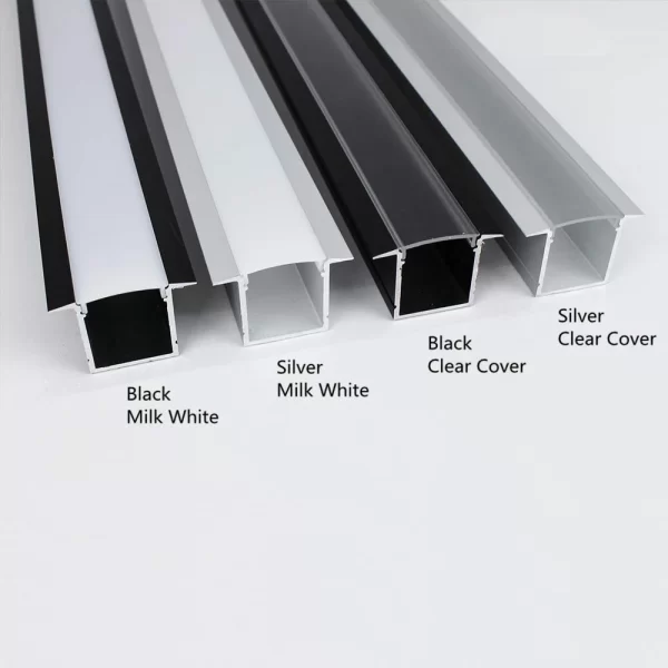 LED aluminum profile diffuser milk white -black-clear