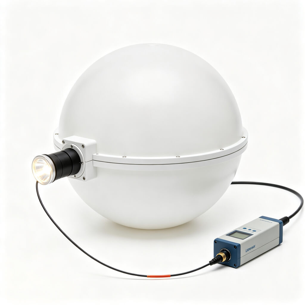 Integrating sphere measuring LED luminous flux in lumens