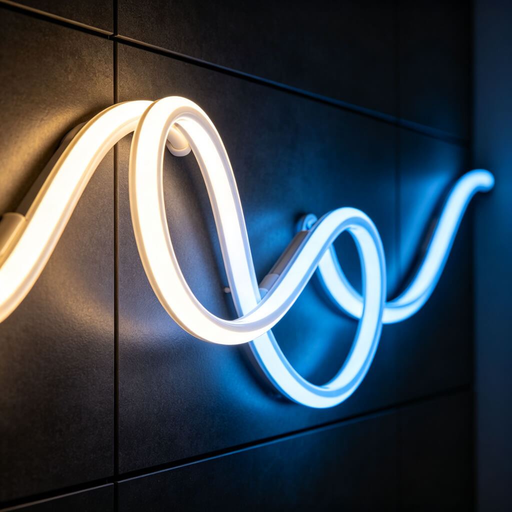 Modern LED neon flex lighting on a wall