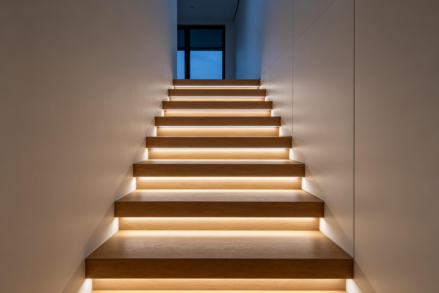 Iluminação do piso da escada