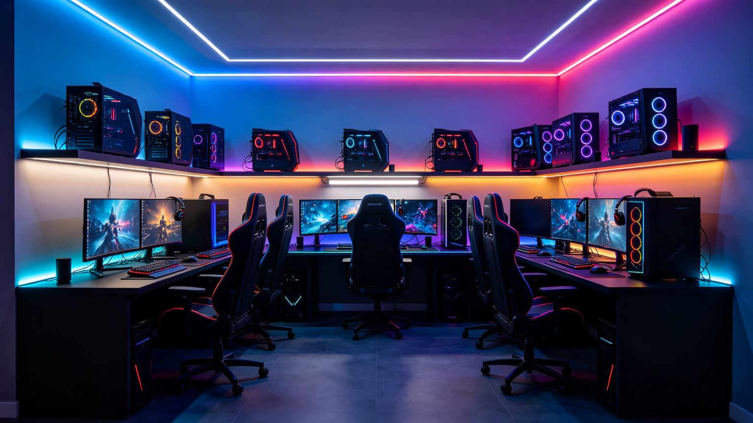 iluminação de sala de jogos de três camadas