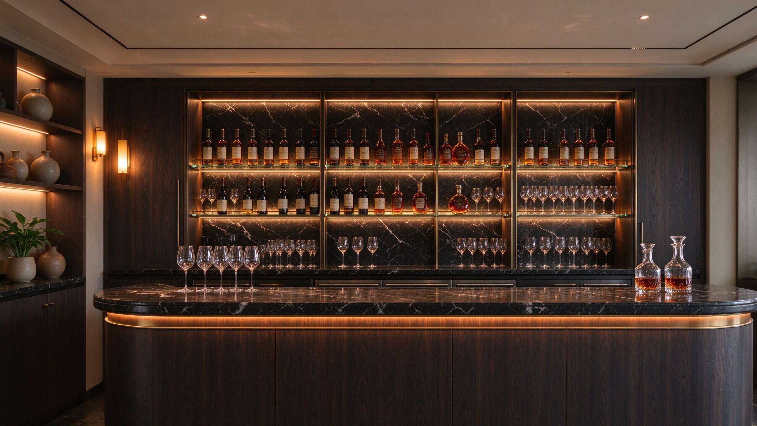 LED strip in wine cabinet