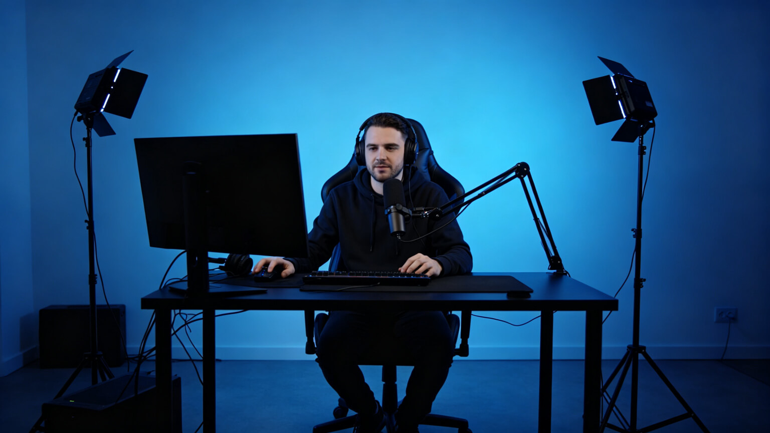 configuração de iluminação de fundo de streaming